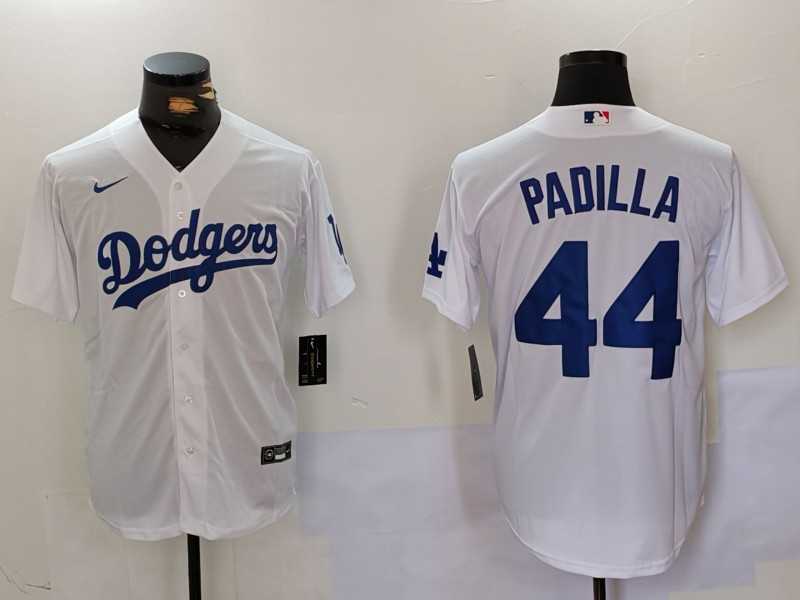 Mens Los Angeles Dodgers #44 Vicente Padilla White Cool Base Stitched Jersey